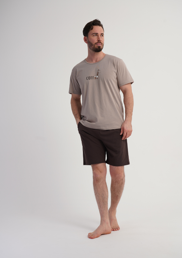 Piżama Męska Vienetta Coffee Relax, Szary, r. 1XL-4XL