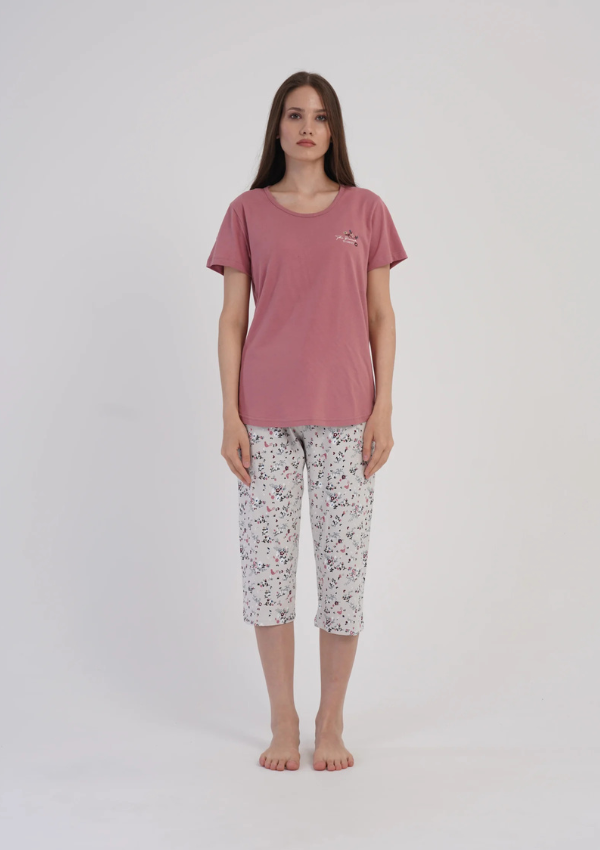 Piżama Damska Vienetta Pink Pattern, Różowy, r. M-XXL