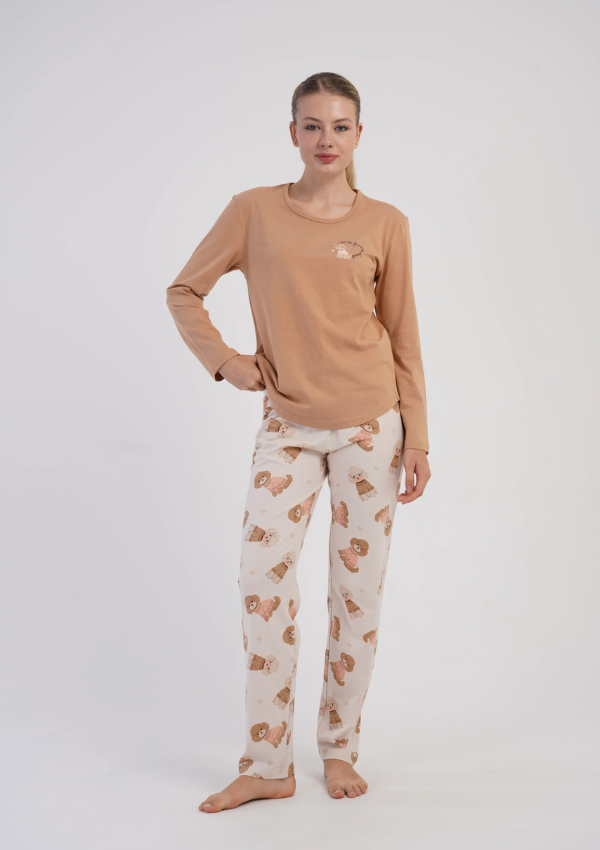Piżama Damska Vienetta, Teddy Cozy, Beżowy, r. S-XL
