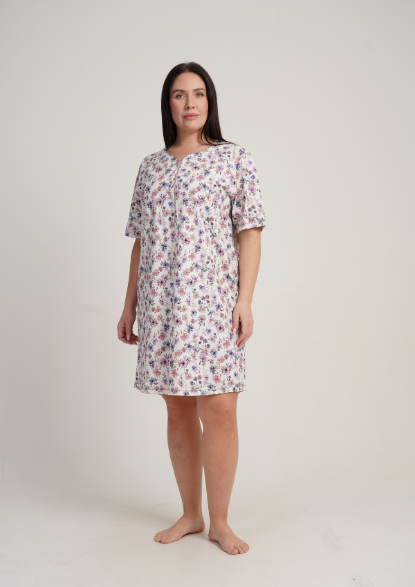 Koszula Nocna Damska Vienetta Floral White, Biały, r. 1XL - 4XL