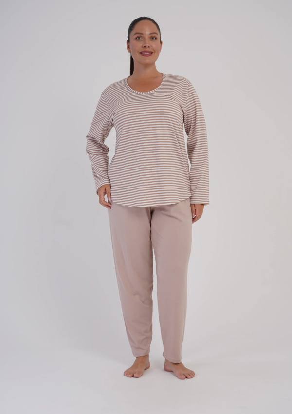 Piżama Damska Vienetta Warm Stripe, Beżowy, r. 1XL-4XL