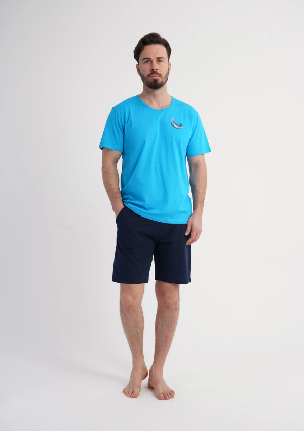 Piżama Męska Vienetta Ocean Ease, Niebieski, r. S-XL