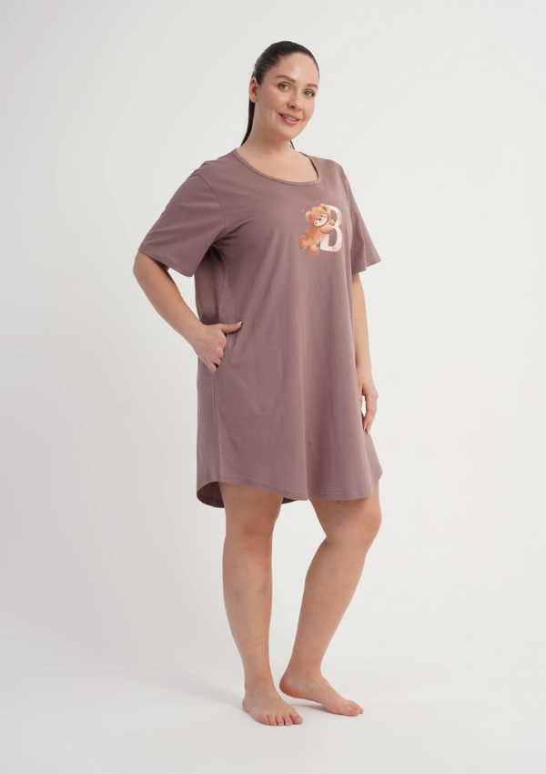 Koszula Nocna Damska Vienetta Brown Teddy, Brązowy, r. 1XL - 4XL