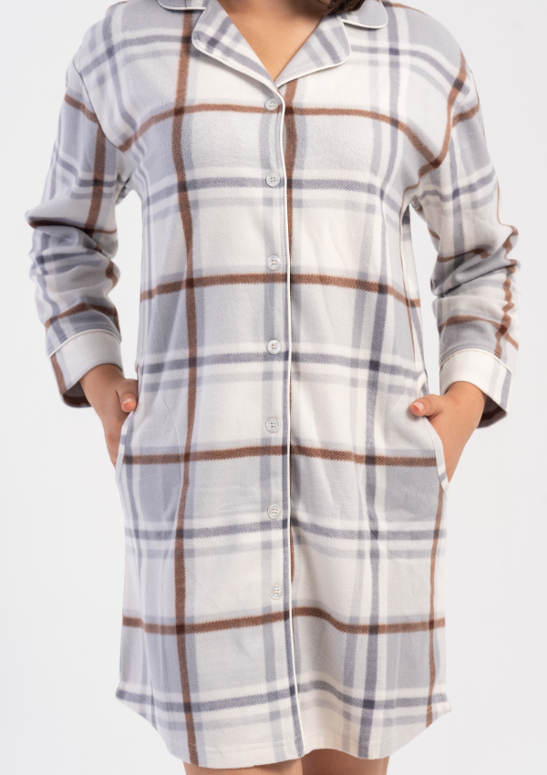 Koszula Nocna Damska Vienetta Soft Plaid, Beżowy, r. M - XXL