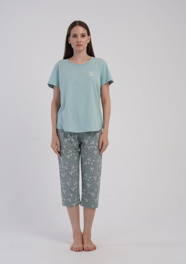 Piżama Damska Vienetta Sage Floral, Zielony, r. M-XXL