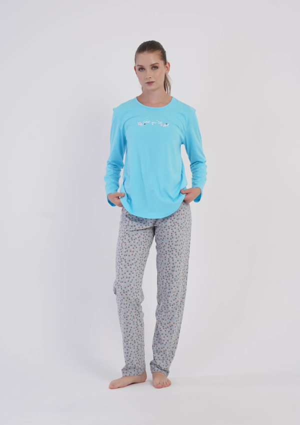 Piżama Damska Vienetta, Blue Pattern, Niebieski r. S-XL