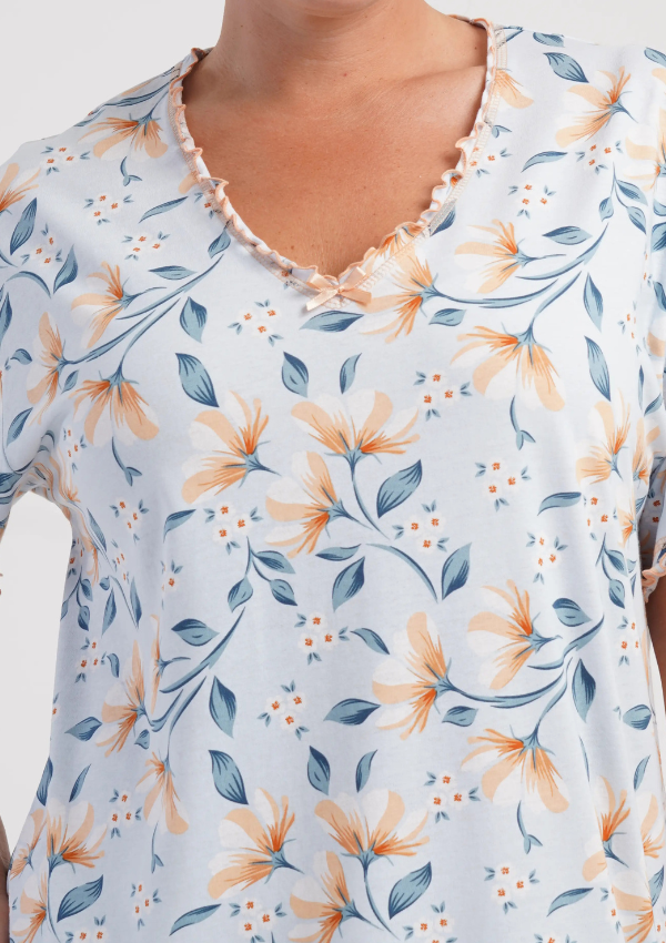 Koszula Nocna Vienetta Floral Comfort, Biały, r. 1XL - 4XL