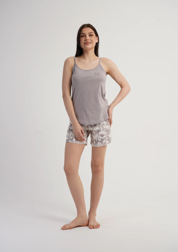 Piżama Damska Cat Dream, Szary, S -XL