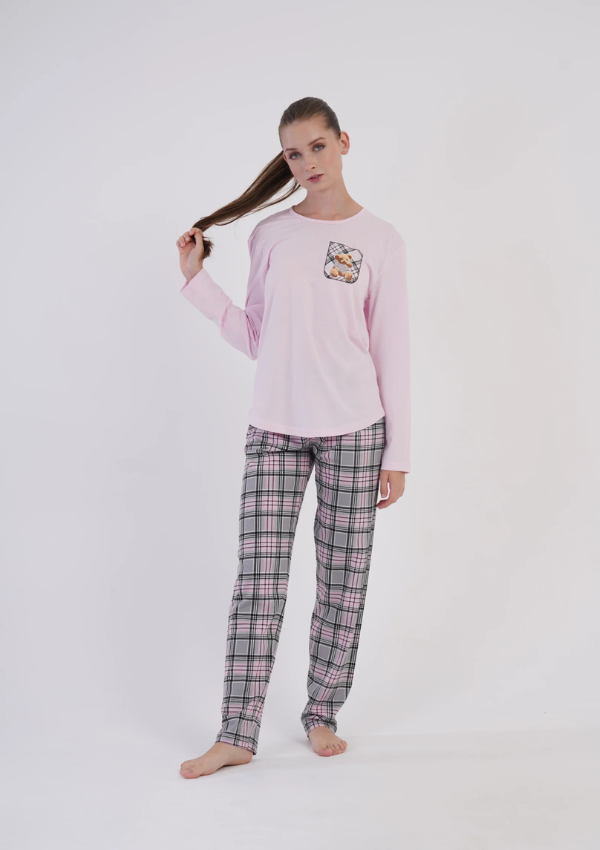 Piżama Damska Vienetta, Teddy Plaid, Różowy, r. M-XXL