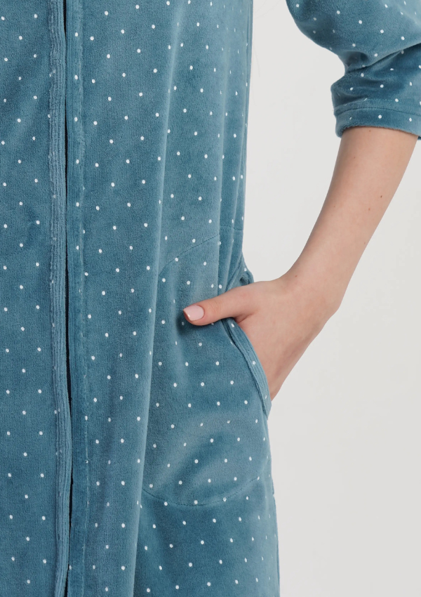 Szlafrok damski Welurowy Vienetta Blue Velour, Różowy, r. M-XXL