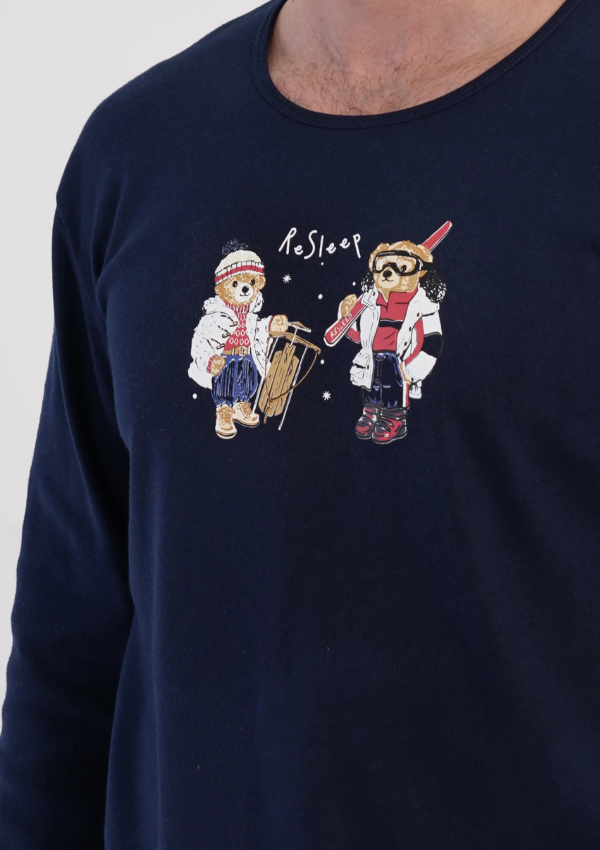 Piżama Męska Vienetta Re Sleep, Granatowy, r. M-XXL