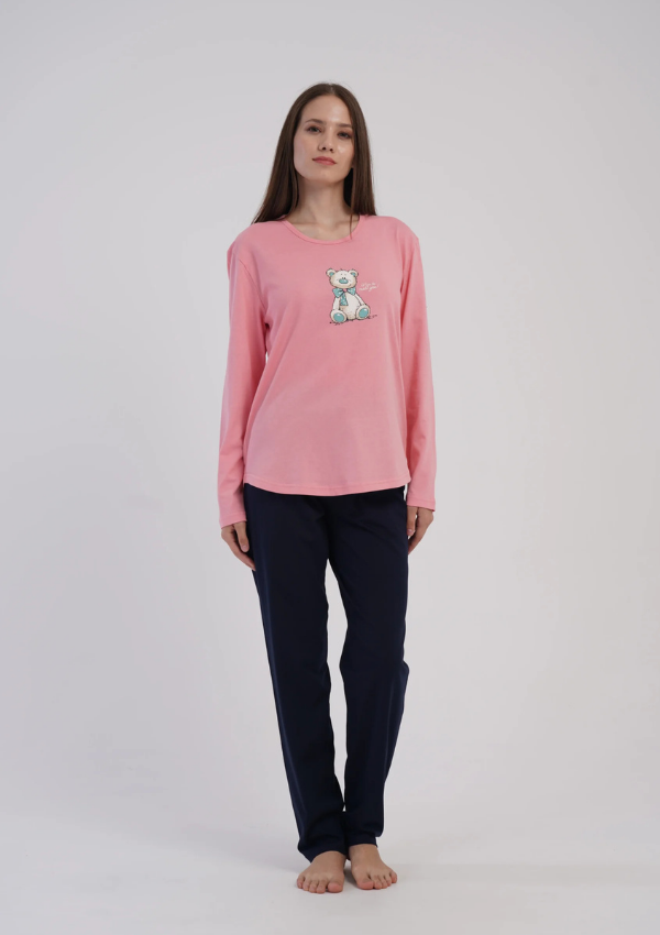 Piżama Damska Vienetta Pink Teddy, Różowy, r. S-XL