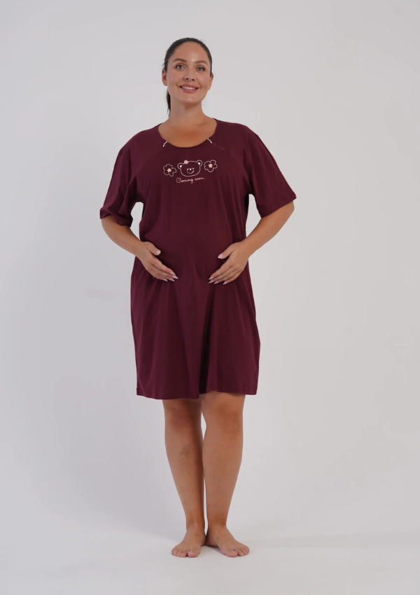 Koszula do Karmienia Vienetta Burgundy Teddy, Bordowy, r. 1XL-4XL
