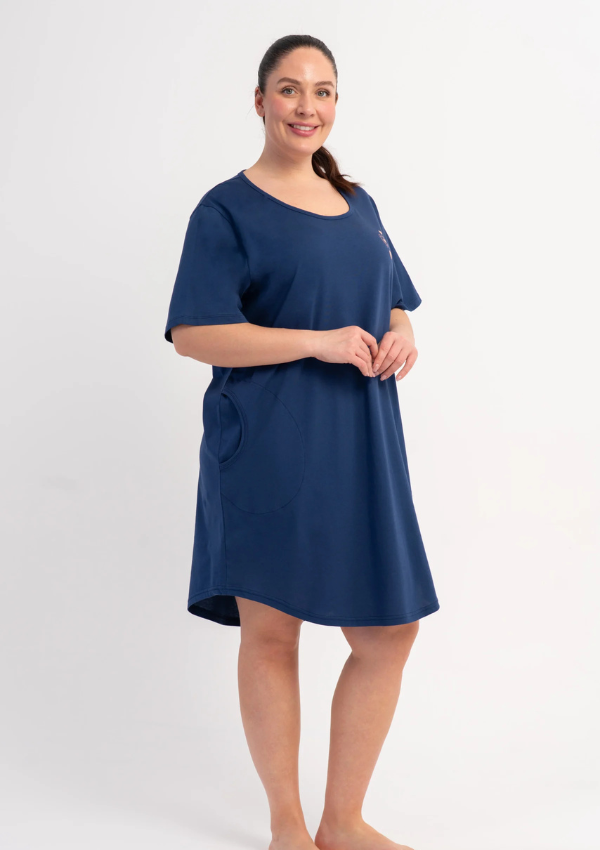 Koszula Nocna Damska Vienetta Navy Hearts, Granatowy, r. 5XL - 7XL