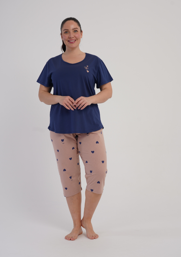 Piżama Damska Vienetta Navy Pink, Grantowy, r. 1XL-4XL