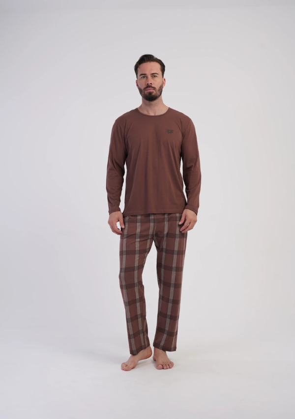 Piżama Męska Vienetta Mocha Heritage, Brązowy, r. M-XXL