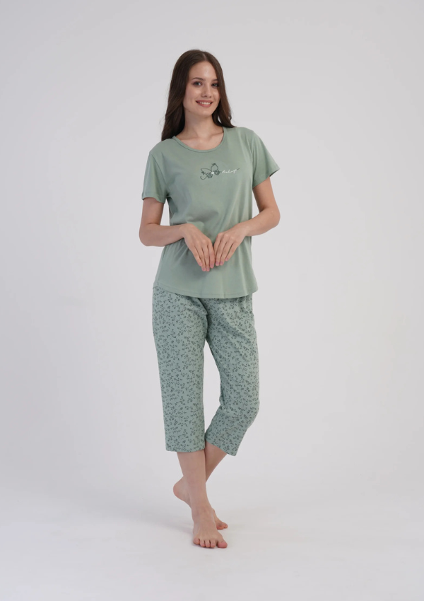 Piżama Damska Vienetta Green Blossom, Zielony, r. M-XXL