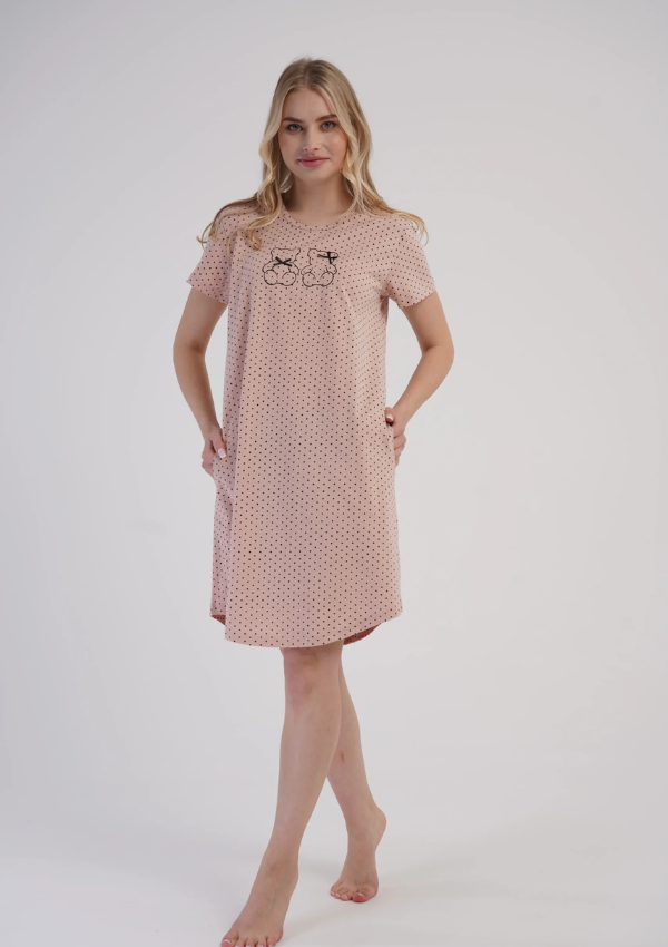 Koszula Nocna Vienetta Bear Dots, Różowy, r. M-XXL