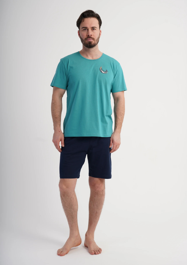 Piżama Męska Vienetta Ocean Ease, Morski, r. S-XL