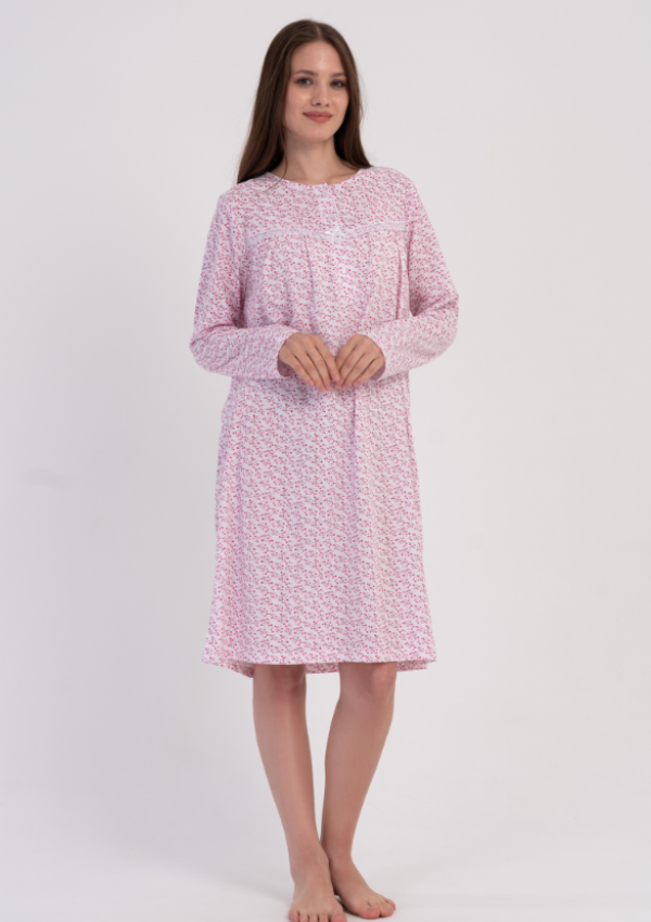 Koszula Nocna Damska Vienetta, Ivory Rosebud, Różowy, r. M - XXL