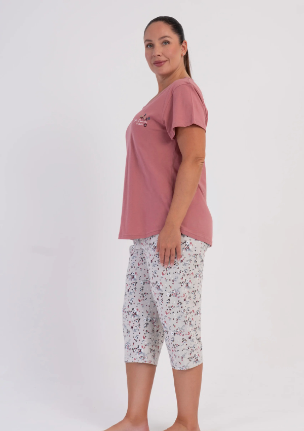 Piżama Damska Vienetta Floral Comfort, Różowy,, r. 1XL-4XL