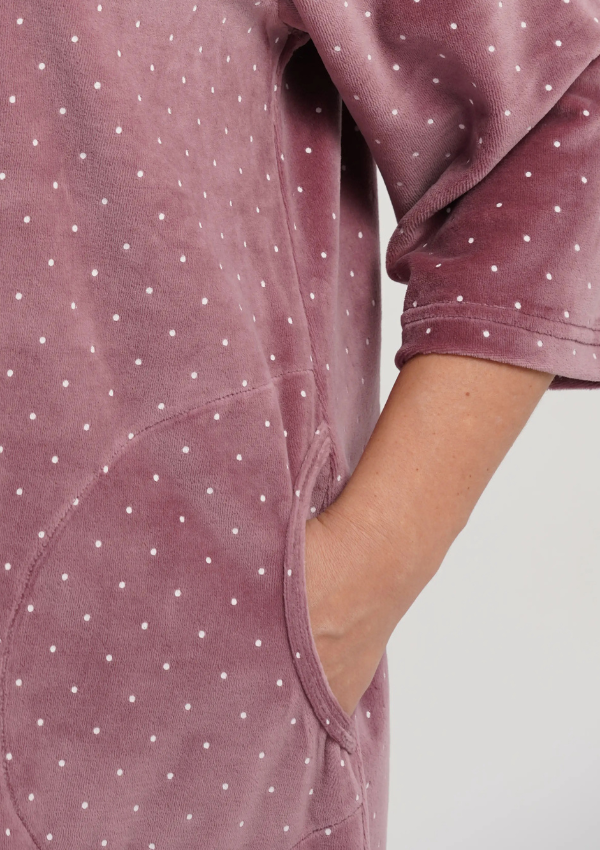 Szlafrok damski Vienetta Velvet Comfort, Różowy, r. 1XL-4XL