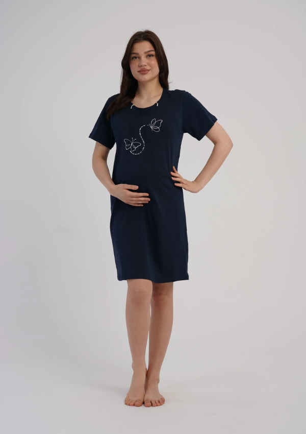 Koszula do Karmienia Vienetta Night Maternity, Granatowy, r. M-XXL