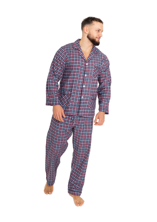 Piżama Męska Classic Check, Granatowy, r. M- 5XL