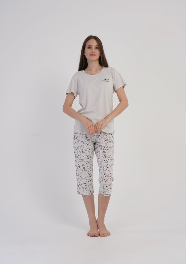 Piżama Damska Vienetta Gray Pattern, Szary, r. M-XXL