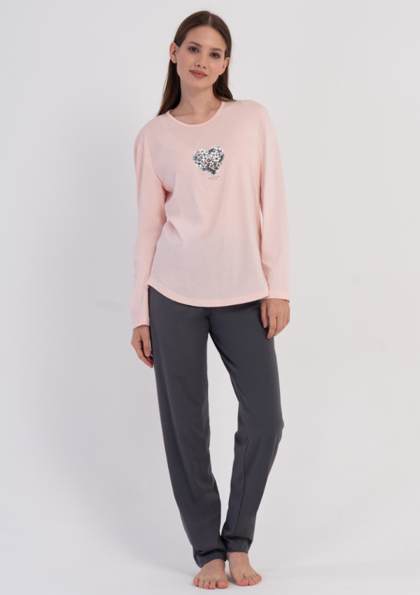 Piżama Damska Vienetta Heart Cozy, Różowy, r. M-XXL