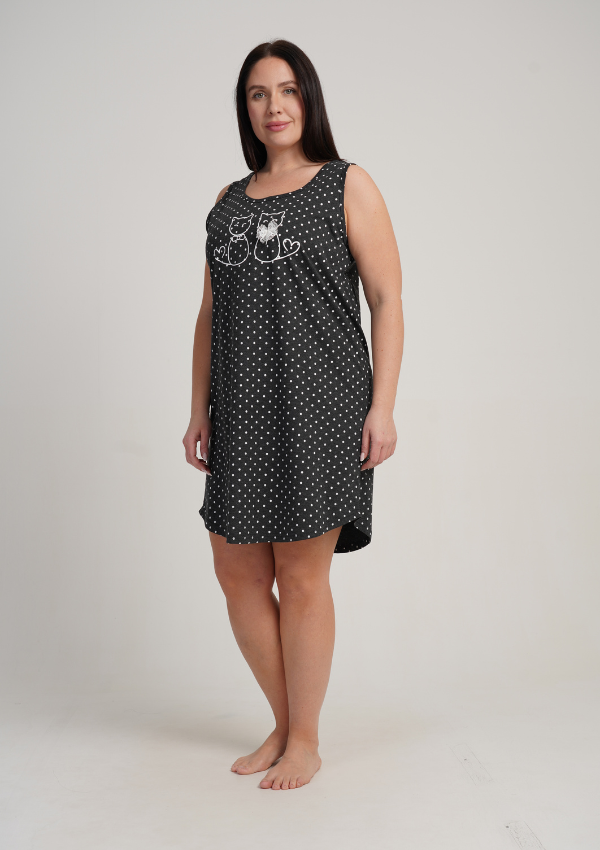 Koszula Nocna Damska Graphite Dots, Grafitowy, r. 1XL - 4XL