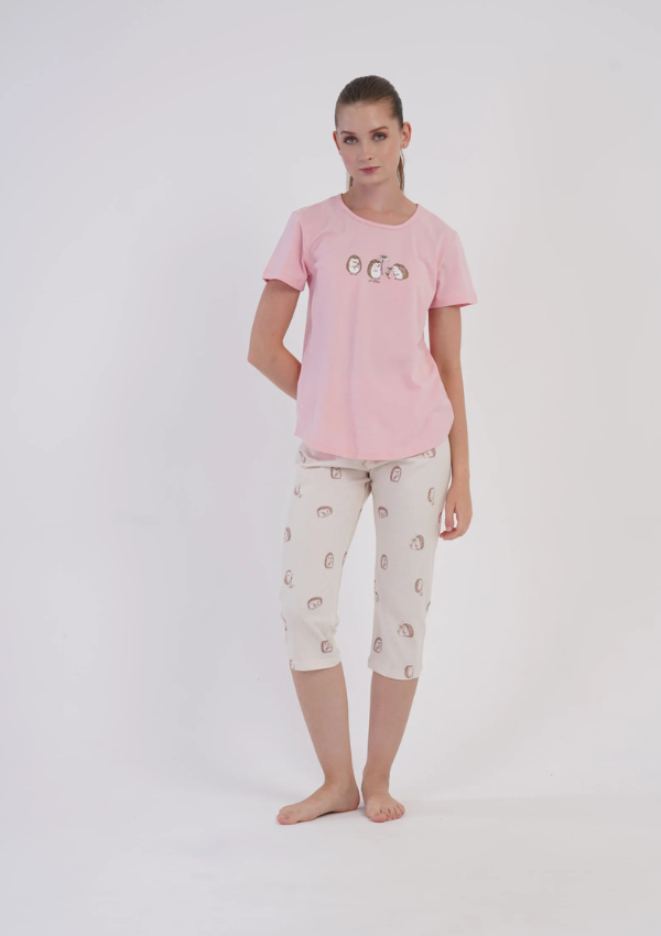 Piżama Damska Vienetta Pink Hedgehog, Różowy, r. S-XL
