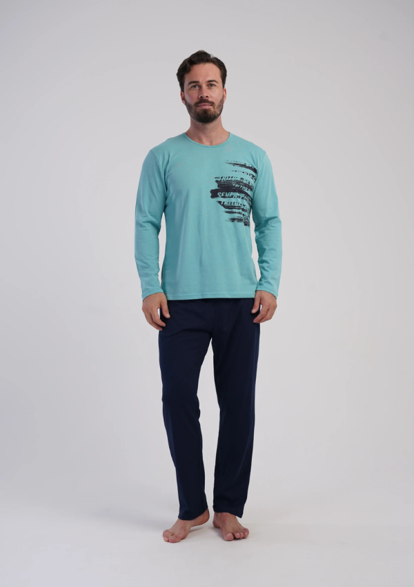 Piżama Męska Vienetta Navy Urban, Turkusowy r. M-XXL