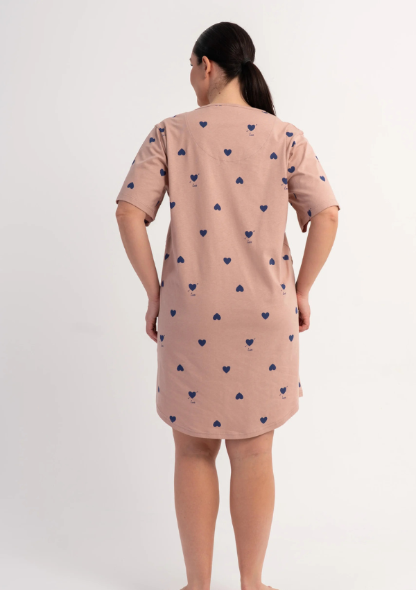 Koszula Nocna Damska Heart Blossom, Różowy, r. 1XL - 4XL