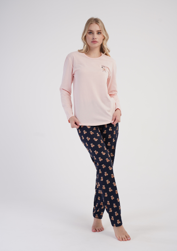 Piżama Damska Pink Teddy, Różowy, r. S-XL
