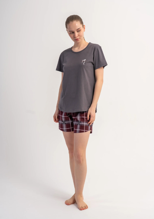 Piżama Damska Vienetta Graphite Check, Szary, M -XXL