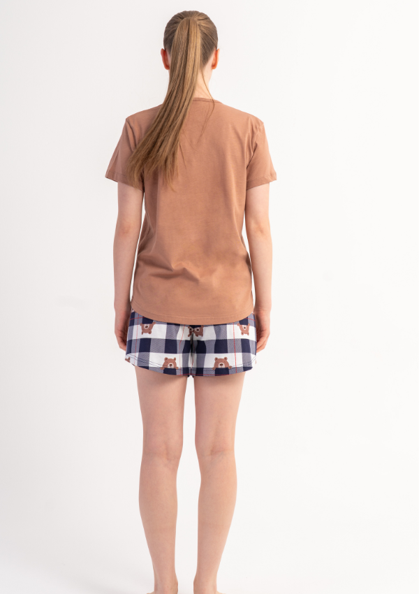Piżama Damska Vienetta Beige Bear, Beżowy, S -XL