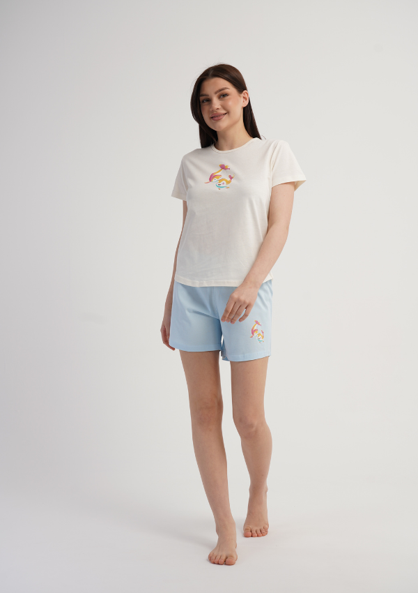 Piżama Damska Vienetta Unicorn Dream, Ecru, S -XL