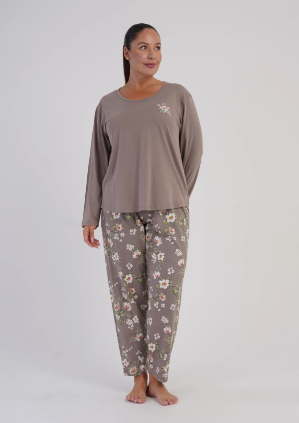 Piżama Damska Vienetta Taupe Blossom, Taupe, r. 1XL-4XL