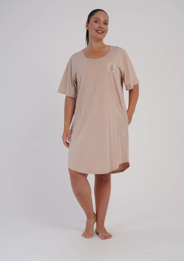Koszula Nocna Damska Beige Teddy Harmony, Beżowy, r. 1XL - 4XL
