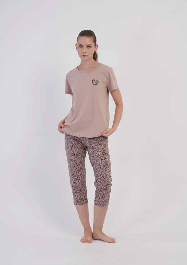 Piżama Damska Vienetta Cocoa Leopard, Beżowy, r. M-XXL