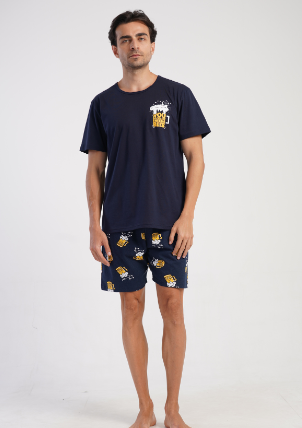 Piżama Męska Vienetta Beer Break, Granatowy, r. S-XXL