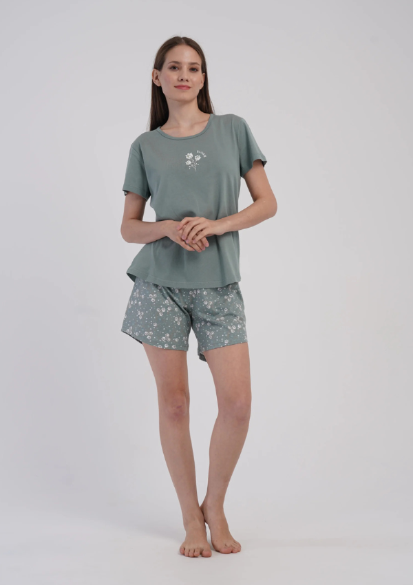 Piżama Damska Vienetta Summer Shorts, Zielony, M-XXL