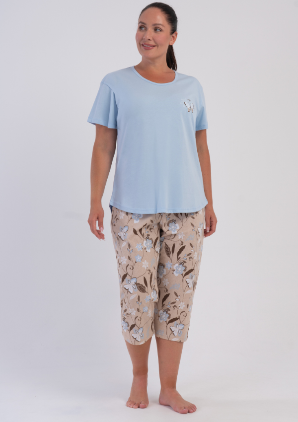 Piżama Damska Vienetta Blue Butterfly, Niebieski, r. 1XL-4XL