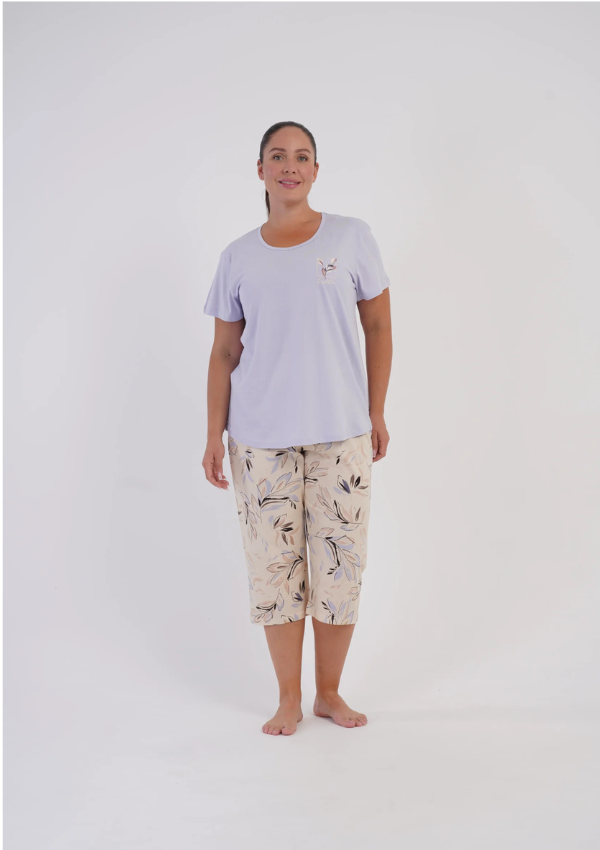 Piżama Damska Vienetta Sand Botanical, Fioletowy, r. 1XL-4XL
