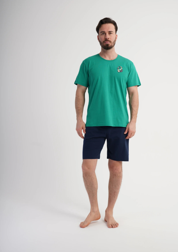 Piżama Męska Vienetta Green Ease, Zielony, r. S-XL