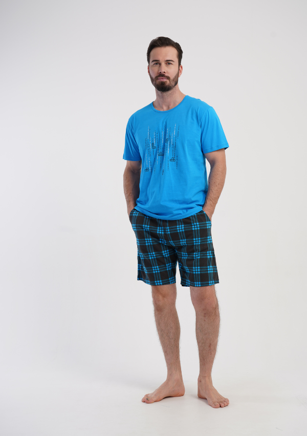 Piżama Męska Vienetta Blue Lumber, Niebieski, r. 1XL-4XL