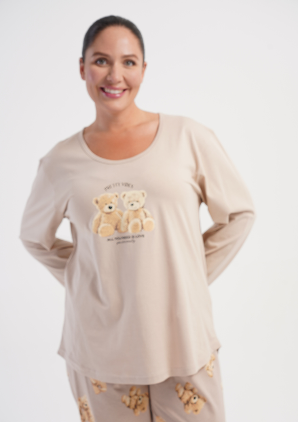 Piżama Damska Vienetta Bear Harmony, Beżowy, r. 1XL-4XL