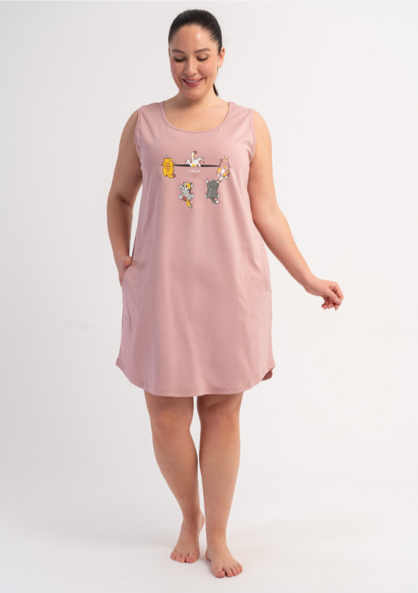 Koszula Nocna Damska Pink Animals, Różowy, r. 5XL - 7XL