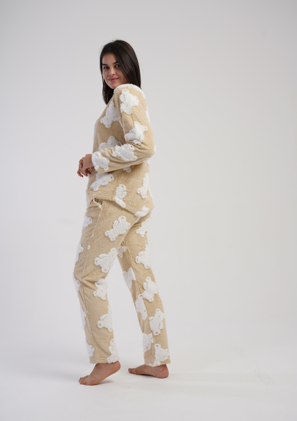 Piżama Damska Softowa Vienetta Sweet Bears, Beżowy, r. S-XL